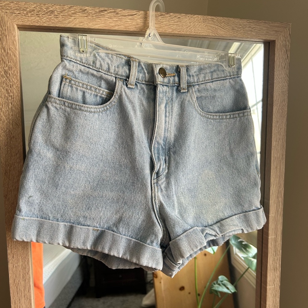 American Apparel High-Waisted Light Wash Jean Shorts
